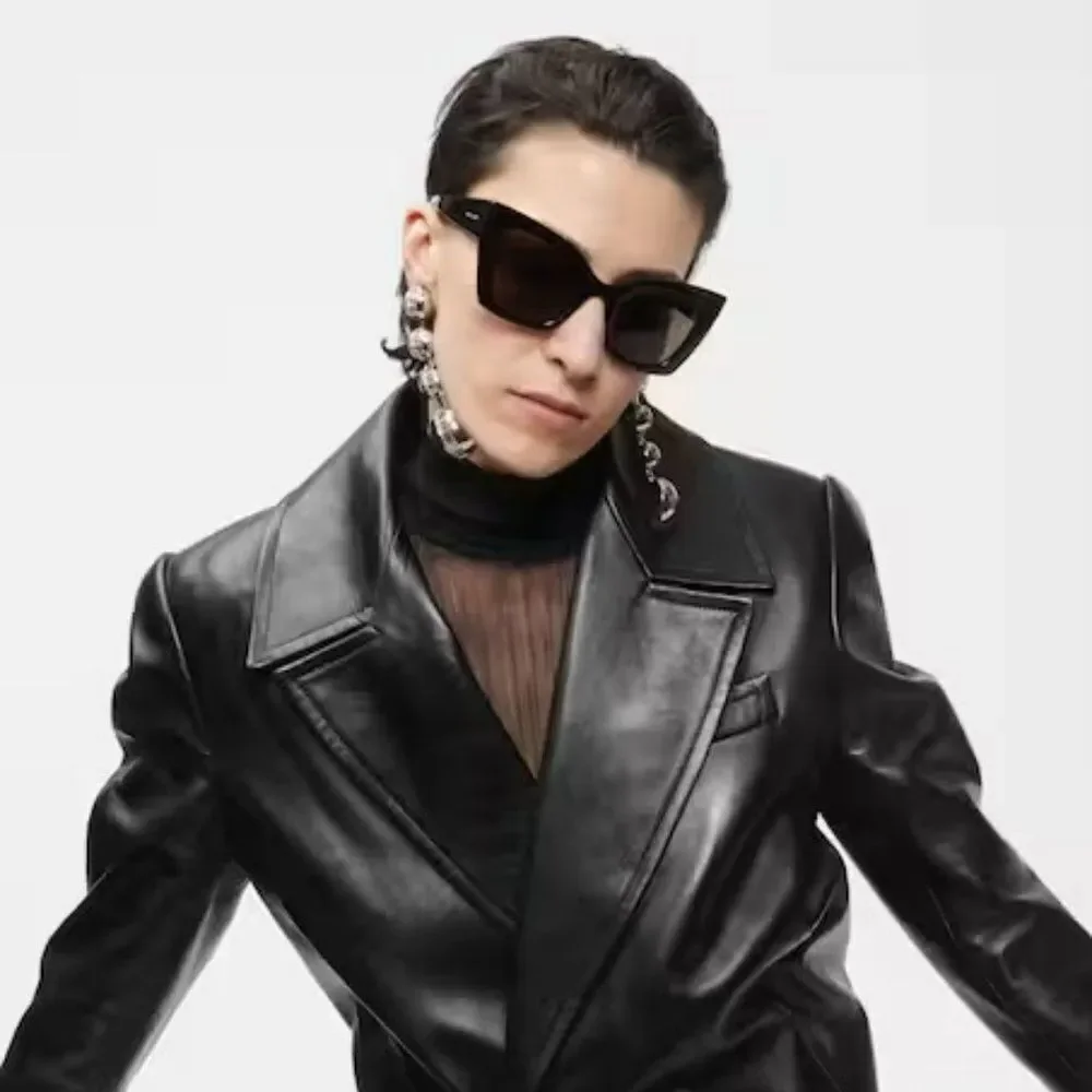 NEW Saint Laurent SL641 001 Black Cat Eye Unisex Sunglasses